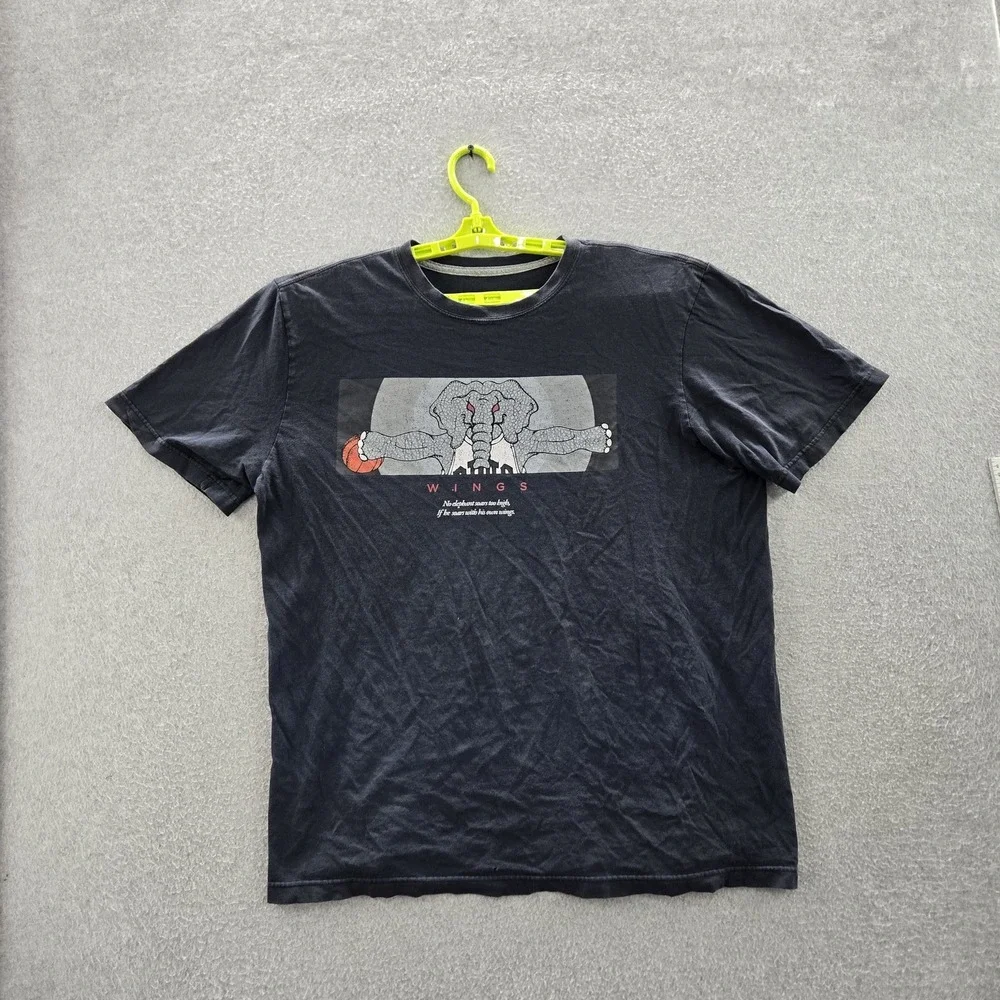 Jordan Men Shirt XL Black Graphic Elephant Basketball Logo Short Sleeve READ